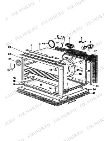 Взрыв-схема плиты (духовки) Electrolux EK6468B2 - Схема узла Oven equipment